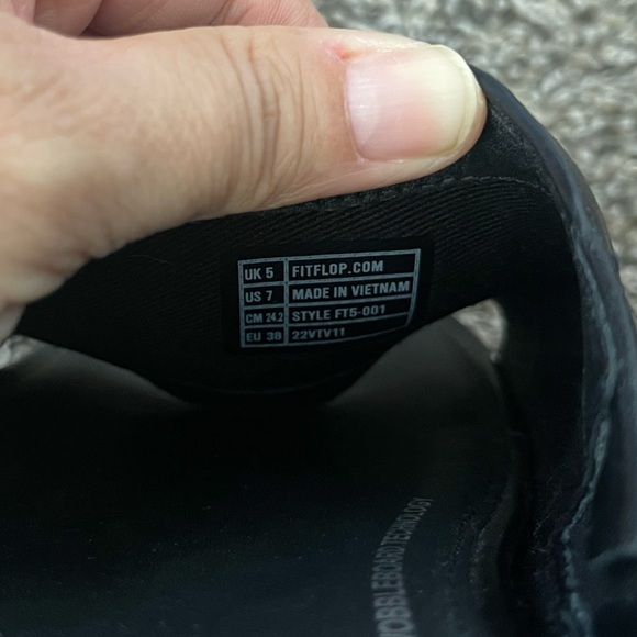 Women’s Fitflop Eloise Cork-Wrap Leather Wedge Slides Sandals Black Size 7 - Picture 8 of 9